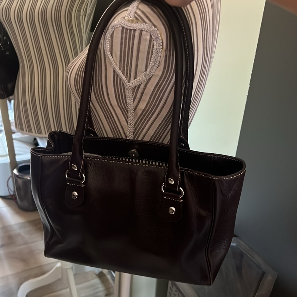 1 hour sale ♠️ Kate Spade, Elegant Dark Brown Leather Tote Bag - Picture 10 of 11